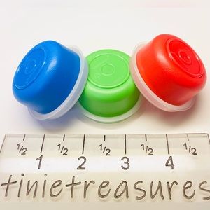 3 Tupperware 1oz Smidgets Pill Dressing Container Set Red Blue Tinietreasure